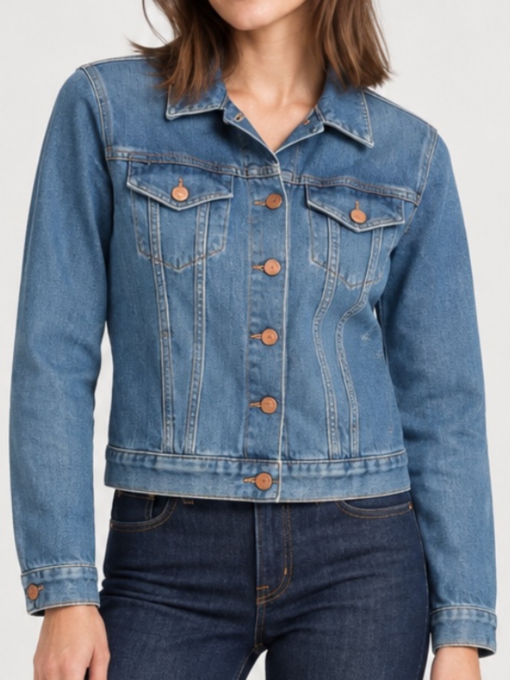 MiH Classic Denim Jean Jacket in Medium Wash Blue